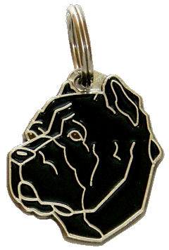 Cane corso orelhas cortadas preto <br> (placa de identificação para cães, Gravado incluído)
